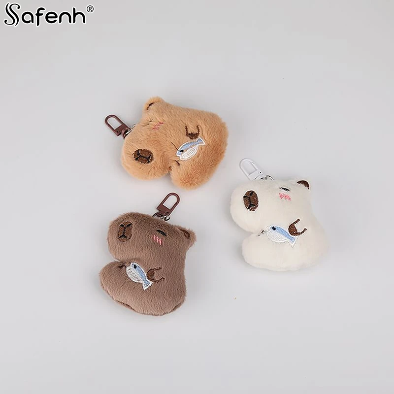 1PCS Plush Cute Squeak Capybara Plush Keychain Creative Stuffed Animal Doll Keyring Cute Bag Pendant Backpack Hanging Decoration