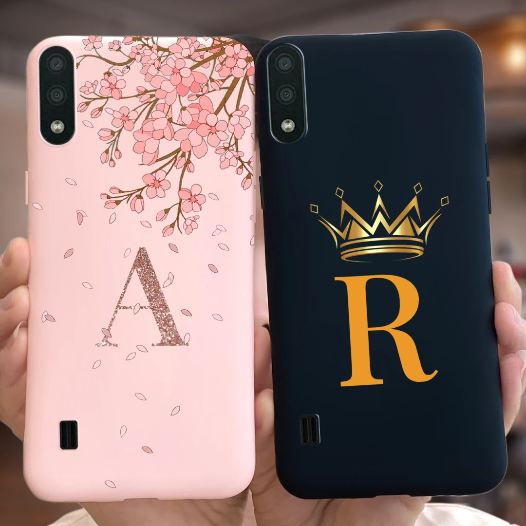 For Samsung Galaxy A01 Case SM-A015F Cute Crown Letters Back Cover Soft Silicone Phone Case For Samsung M01 A 01 GalaxyM01 Shell