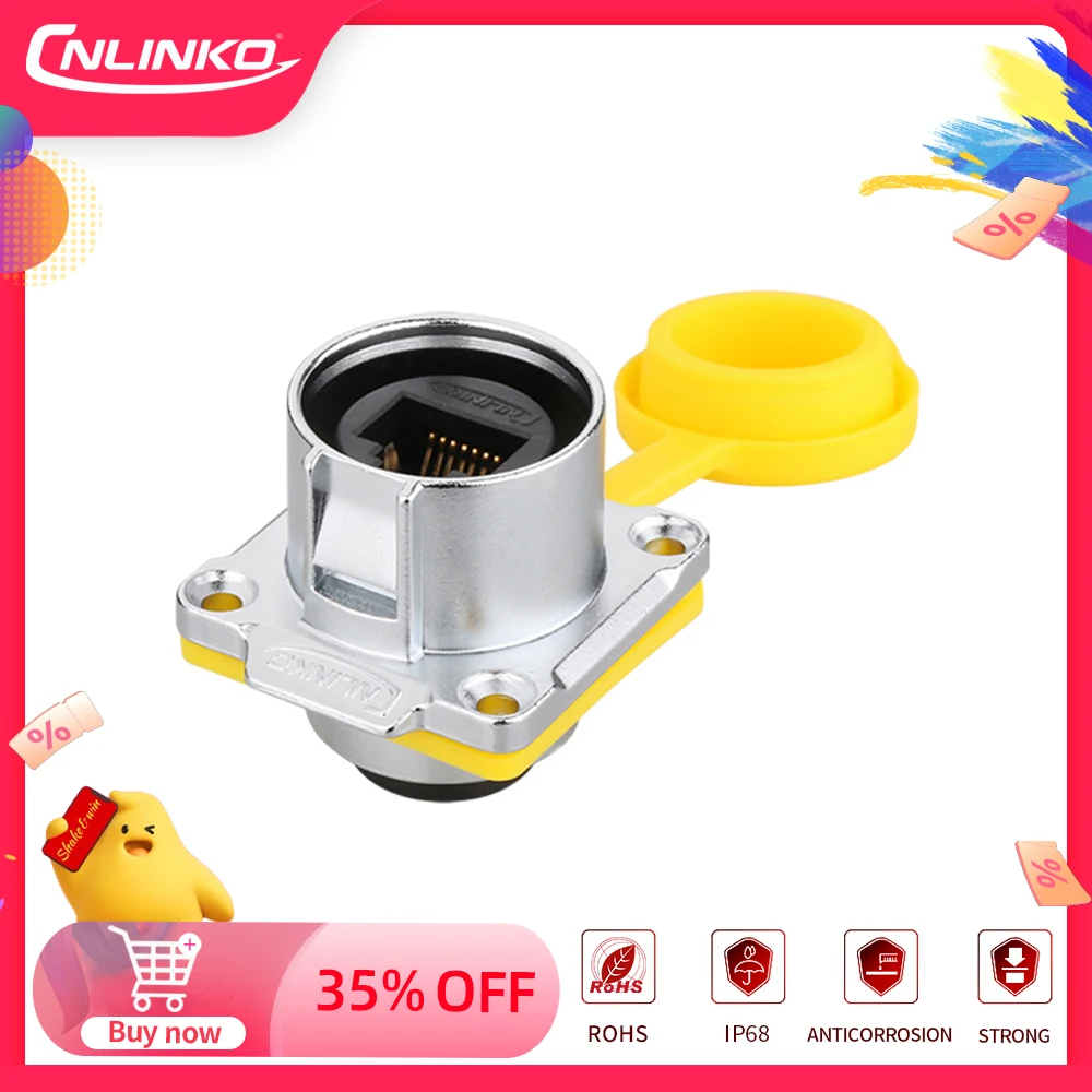 CNLINKO LP24 Waterproof RJ45 Ethernet Connector Shield Network Conector 8P8C Female Panel Mount Socket Dual Network Port Design