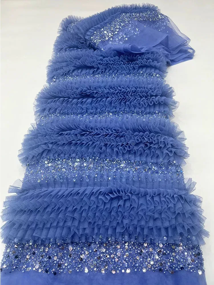 

1yard New mesh tissu Handmade multi-layer lace sequin embroidery fabrics for clothing diy Wedding dresses and formal wear fabric