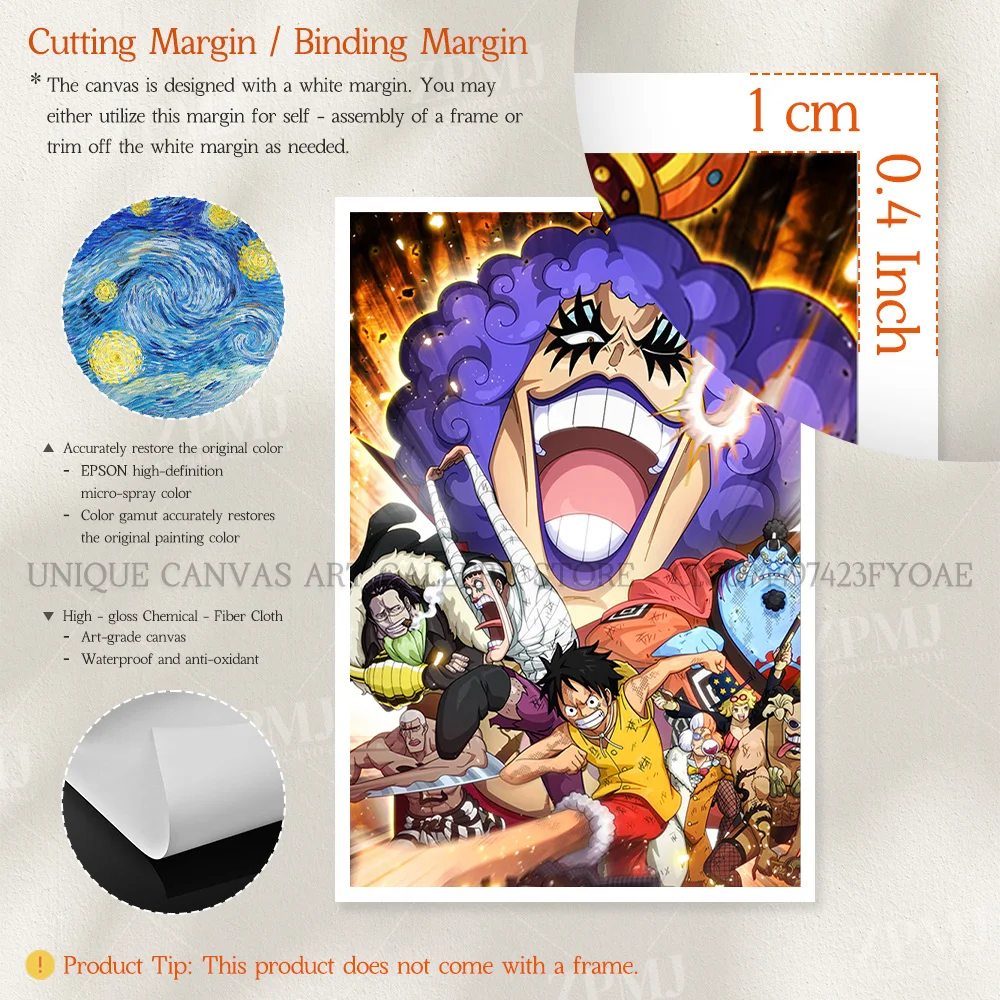 One Piece Leinwand HD Gedruckt Poster Anime Buggy Home Decor Malerei Hot Blooded Cartoon Wand Kunst Bild Für Wohnzimmer Kein Rahmen – Detail 4
