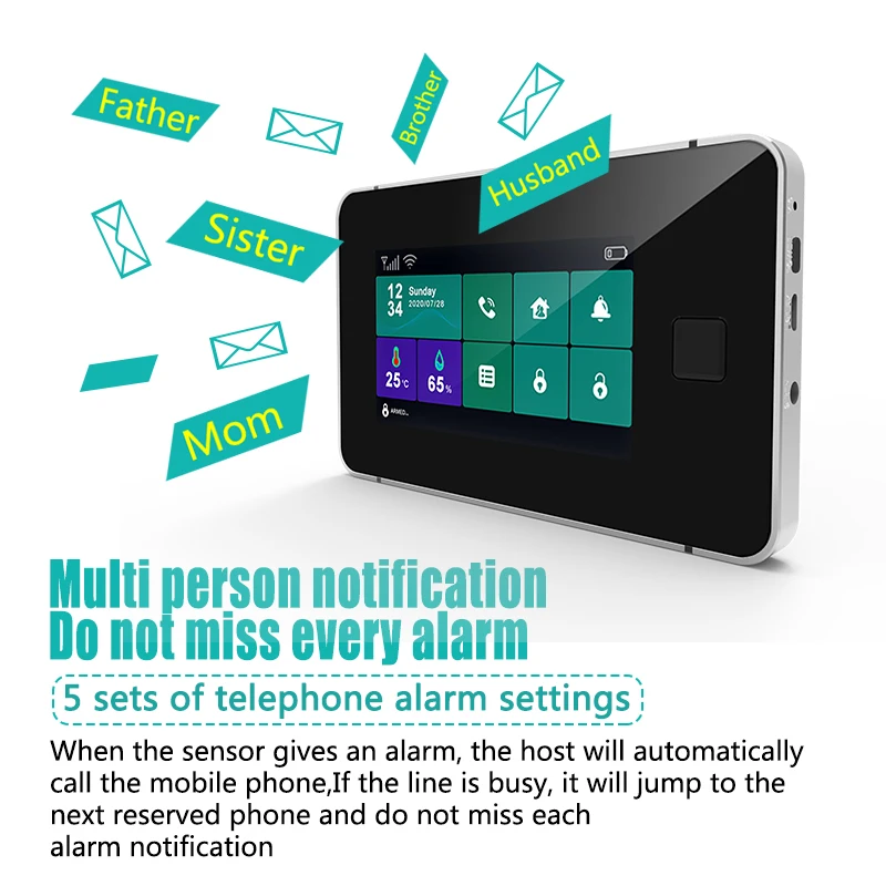 Color Touch Screen Home Security Alarm System 4.3 Inch Wireless Connect 433Mhz Infrared Motion Detector Door Sensor Alarm System