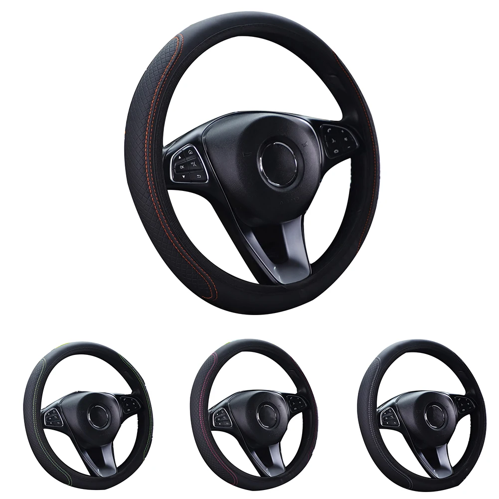 Car Interior Steering Wheel Cover Steering Wheel Cover 37-38cm Anti Slip Breathable Car Accessories Easy To Clean