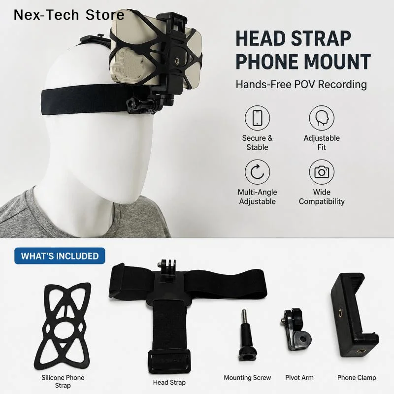 [NT]1/4/5Pcs/Set Mobile Phone Head Chest Strap Harness Mount Holder Kit Cell Phone Clip For Phon Osmo Action Camera[NT]