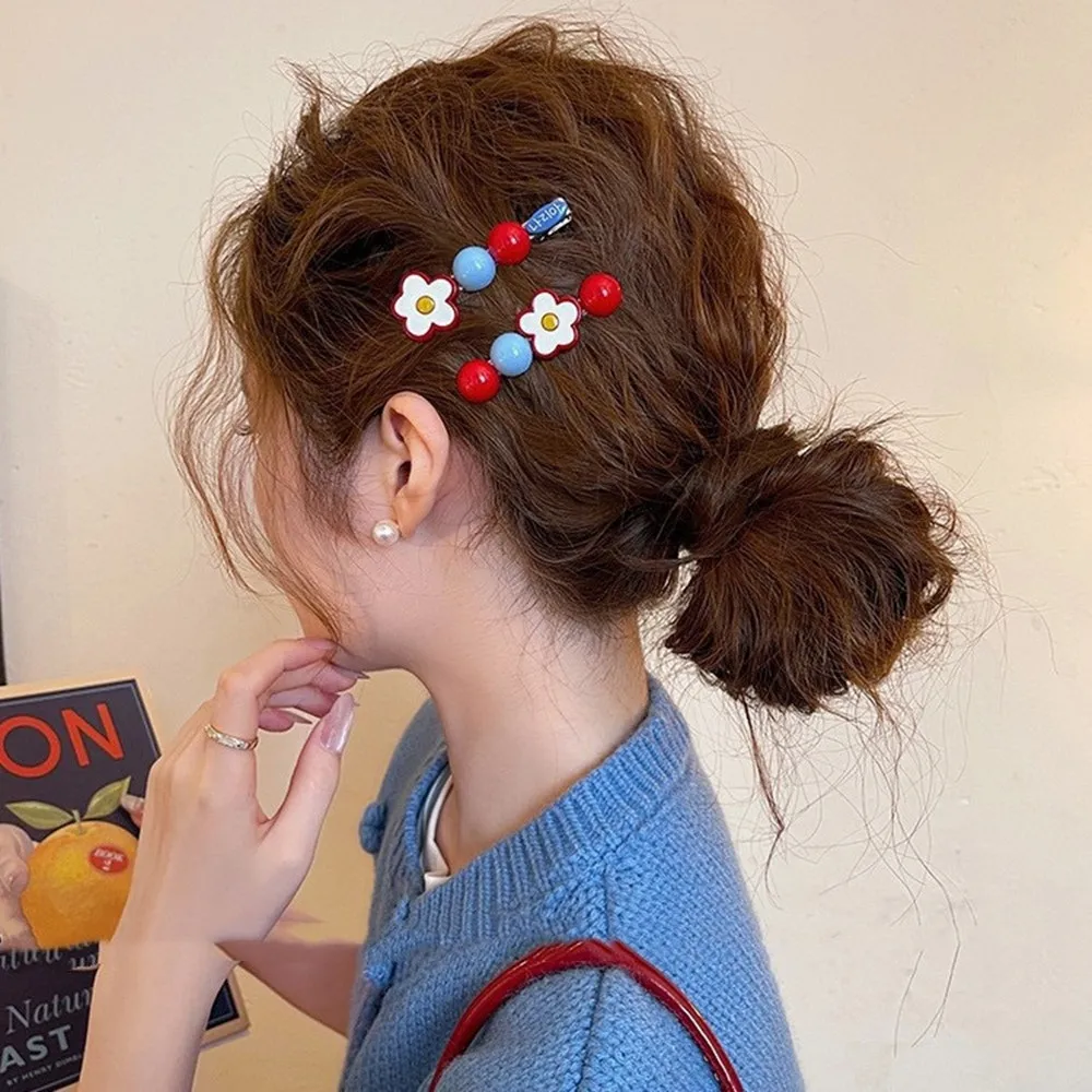 2 قطعة الحلوى الحلو الزعرور حبة زهرة الشريط مشبك شعر المرأة الجانب كليب لطيف دبوس الشعر الانفجارات المشابك اكسسوارات للشعر فتاة هدية