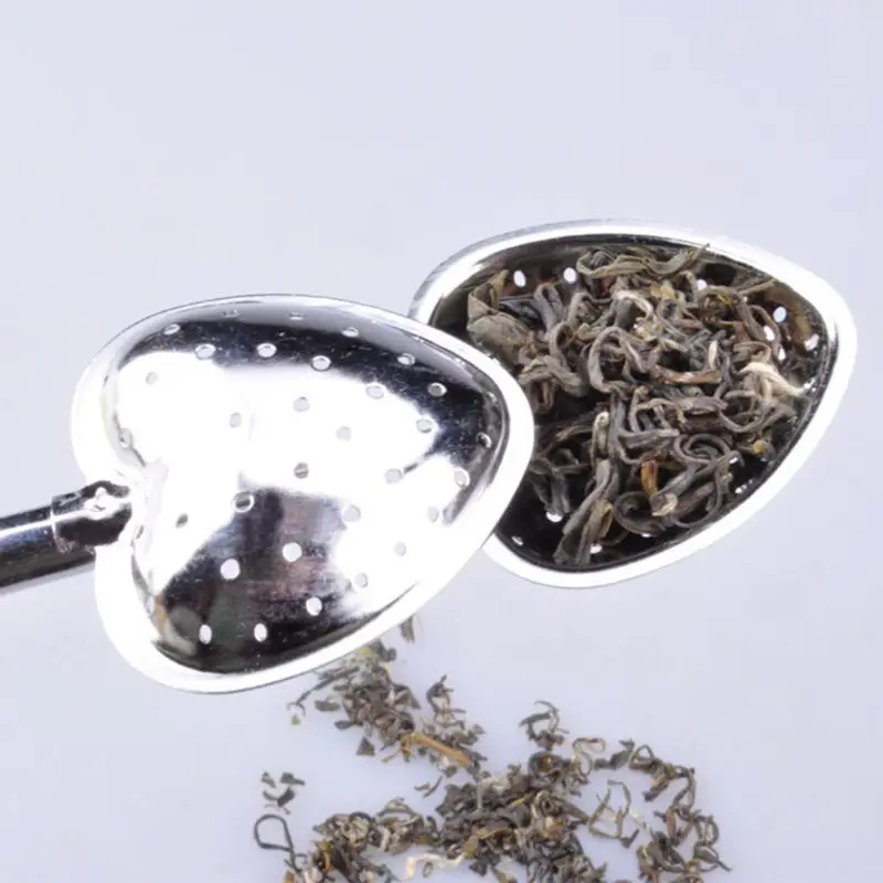รูปหัวใจสแตนเลสชา Infuser ช้อนกรองกรองสมุนไพร Dropship
