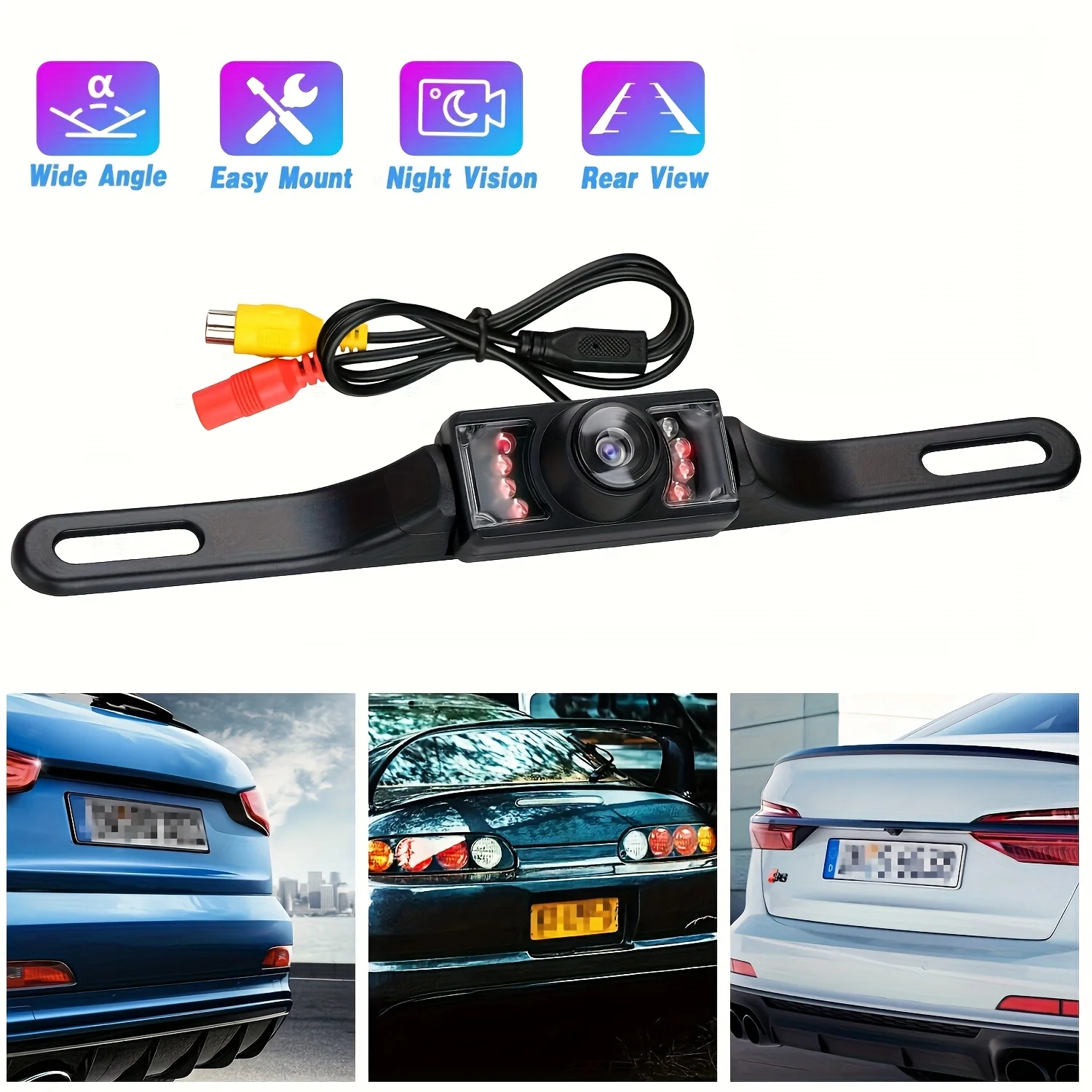 7LED License Plate Backup Camera Car Rear View Camera for Vehicle Multimedia MP5 4.3inch 12.7cm 17.78cm Monitor Display Safty