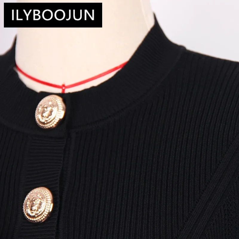 SML Four Colors High Quality Fashion Solid Elastic Knitted Fabric Round Neck Single Breasted Exquisite Casual Women's Cardigan