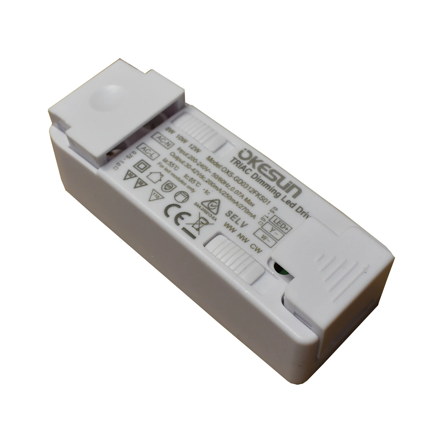 Imagem -02 - Driver de Led Regulável Ajustável Interruptor Cct Escurecimento Livre Dual Color Cob Led Driver Flicker Suave 8w12w Atual 200ma 250ma 270ma