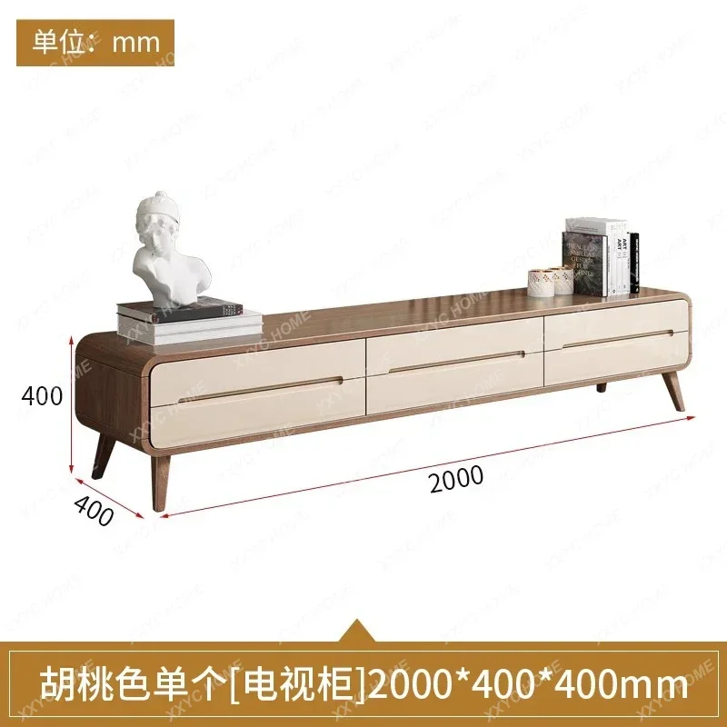 Nordic solid wood TV cabinet light luxury modern simple walnut coffee table TV cabinet