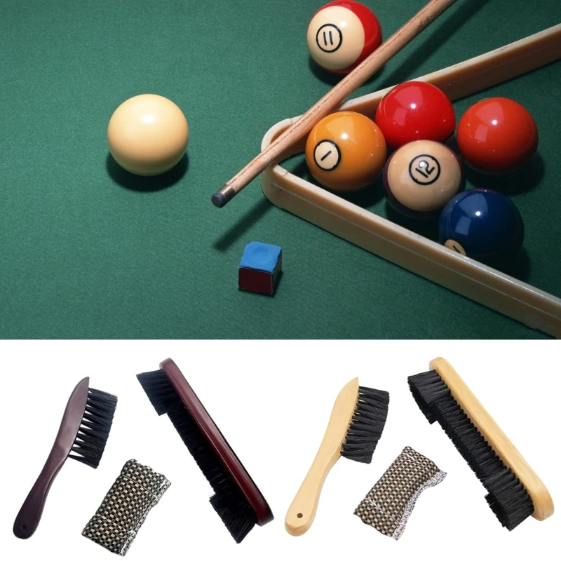 Billiards Pool Table and Rail Brush Set with Cleaning Cloth Snooker Accessories