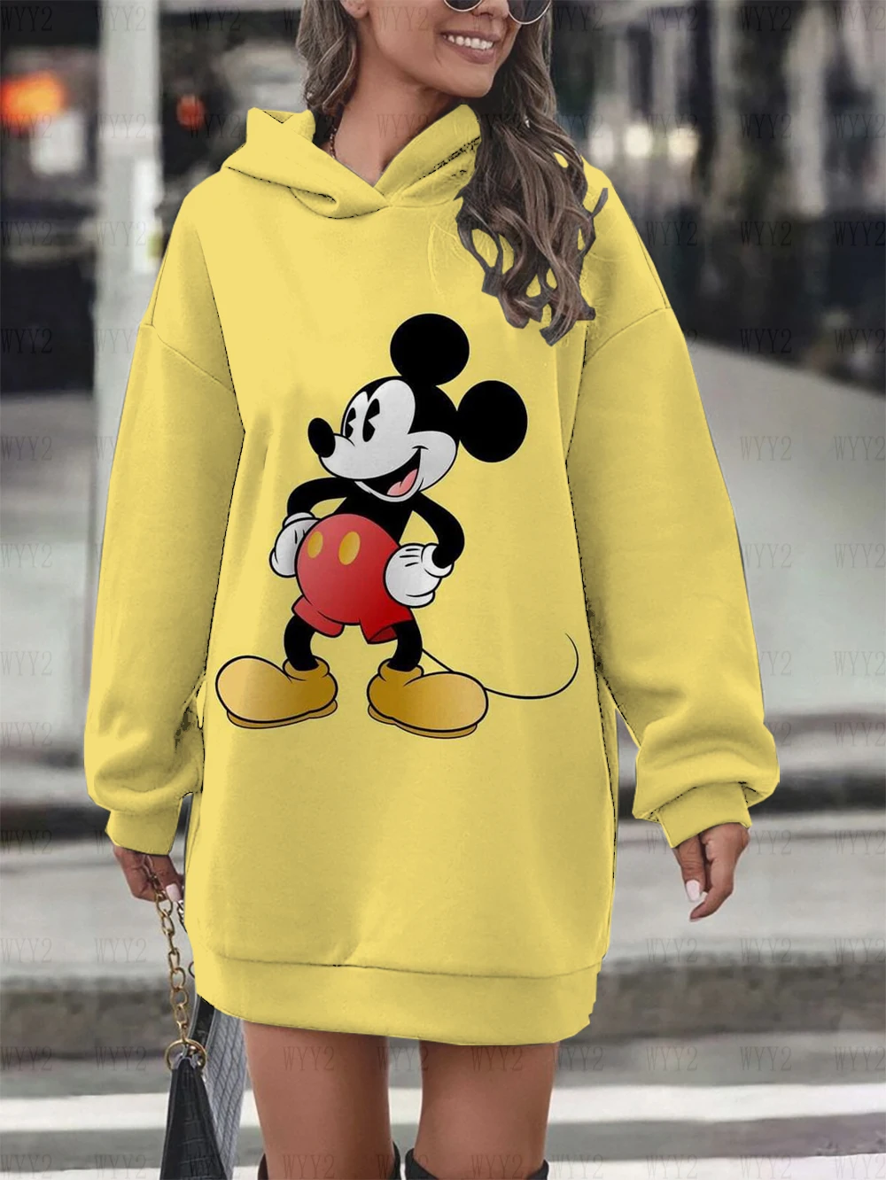 Women's Autumn Winter New Loose Comfortable Hoodies Christmas Gift Disney Mickey Minnie Print Role Play Fashion Dress