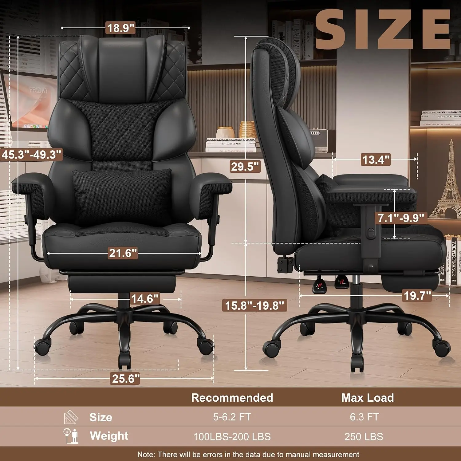 Office Chair, Desk Chair with Soft Adjustable Armrests, Ergonomic High Back Gaming Chair with Lumbar Support, Executive Computer