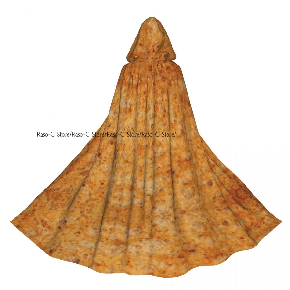 Unisex Adult Toast Bread Texture Cloak with Hood Long Witch Costume Cosplay