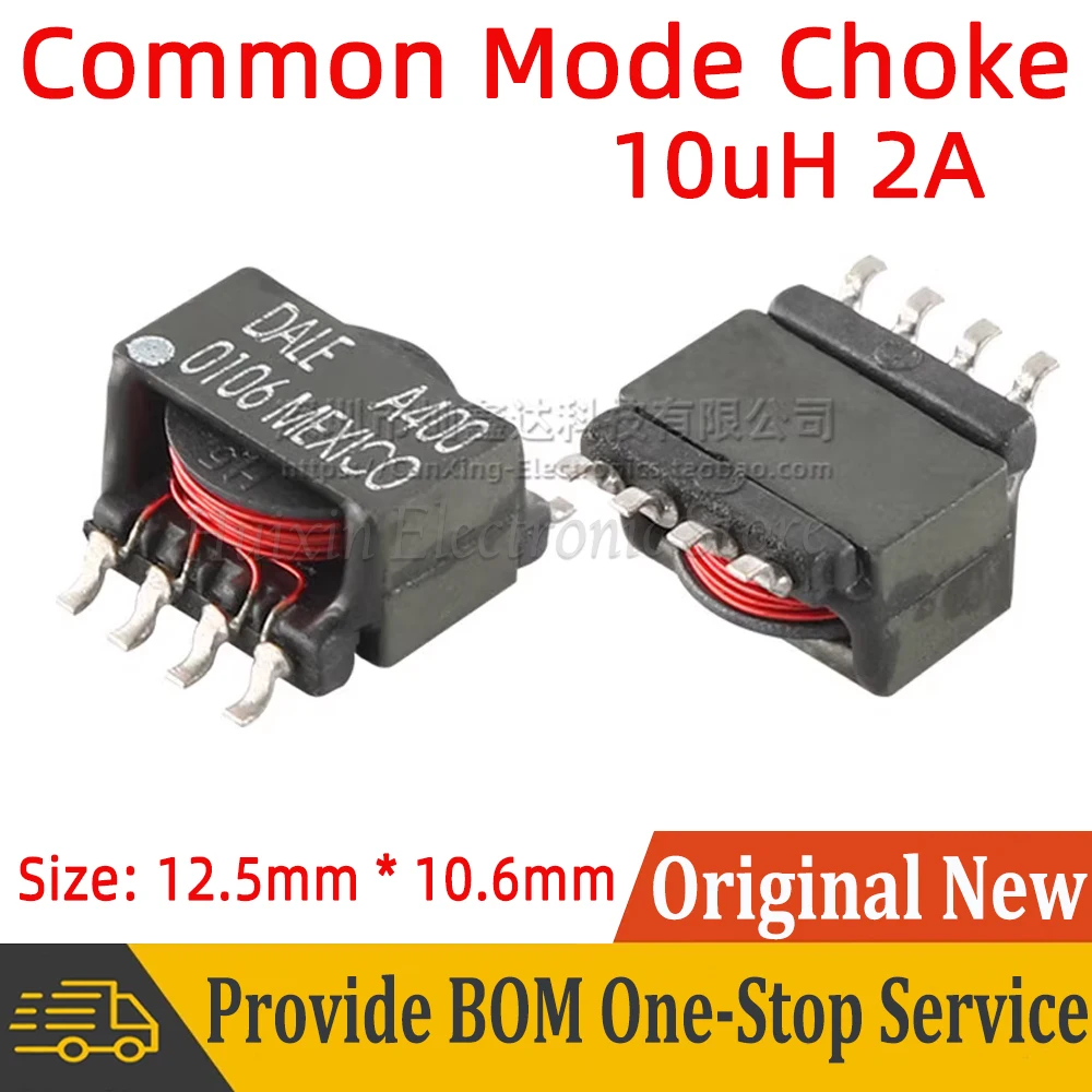 

2pcs SMT Common Mode Choke Coil Power Inductor Inductance 10uH 2A Signal Line Filter Magnetic Ring
