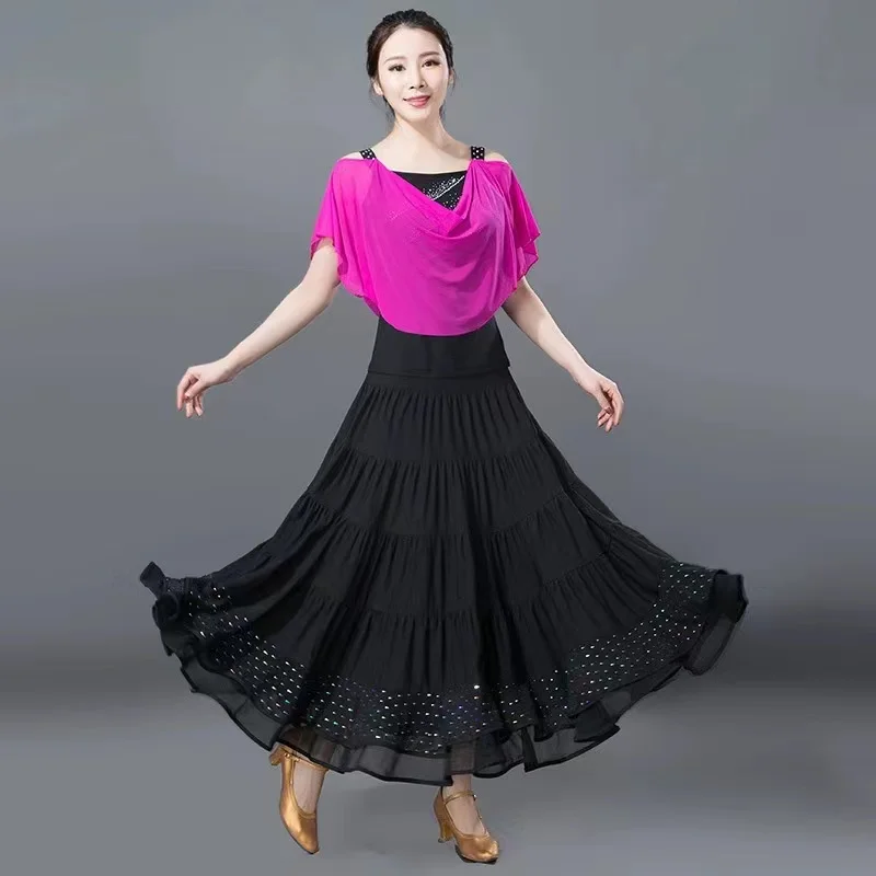 Robe de brevde Valse Moderne pour Adulte, Tenue Trempée, Standard National, Flamenco, Rouge et Noir, Grande Balançoire, Nouvelle Collection