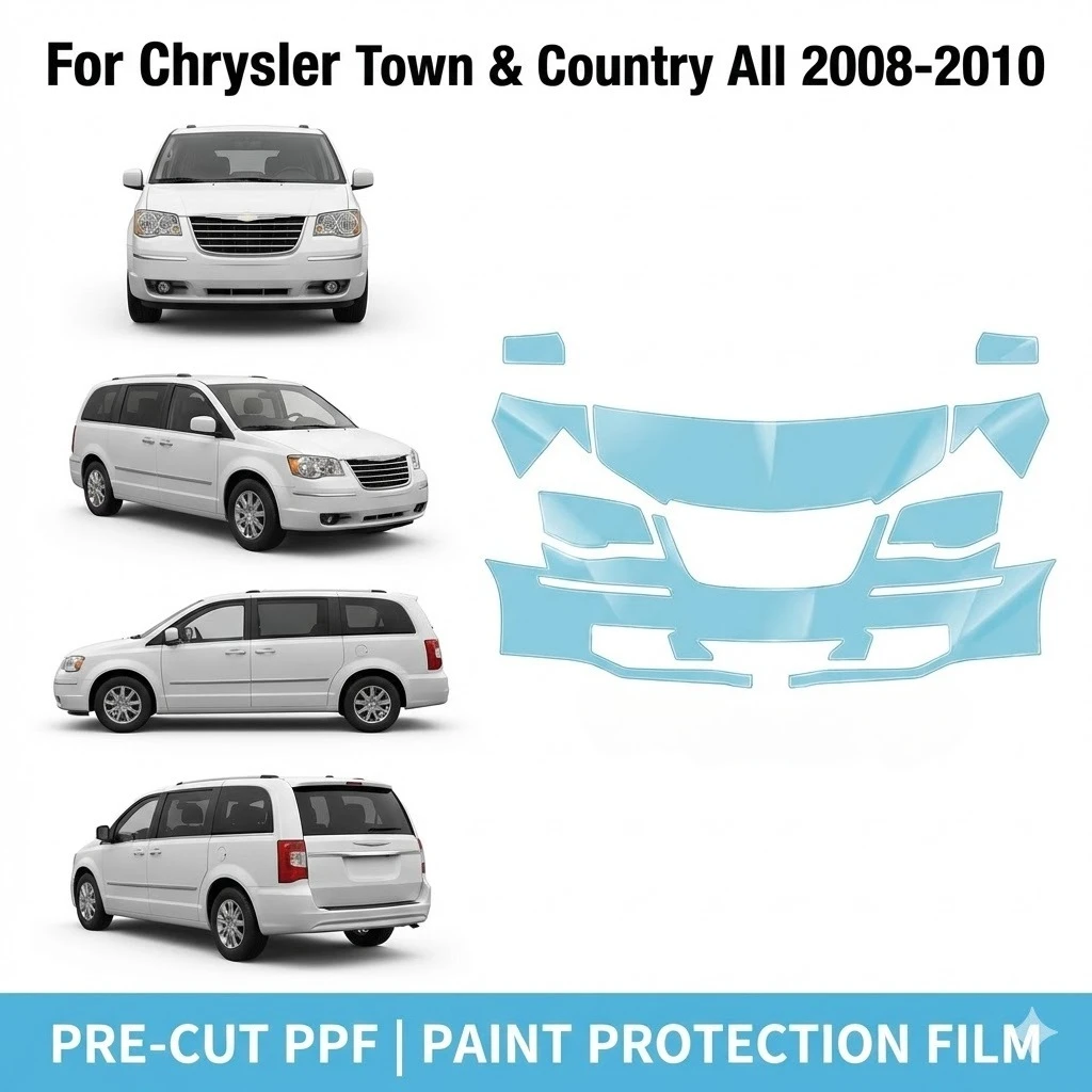 Pre-Cut Paint Protection Film PPF Transparent Car Film Automotive PPF Front Kit For Chrysler Town amp; Country All 2008-2010