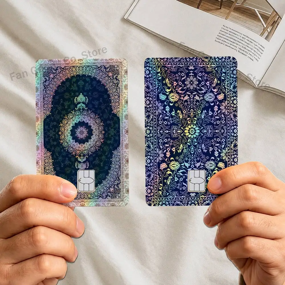 

Persian Rug Carpet Laser shimmer Credit Card Skin Party Stickers for Visa Bank Card Bus Metro Access Card Waterproof Decal Gift