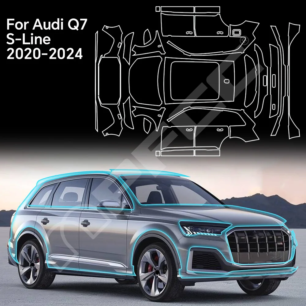 

For Audi Q7 S-Line 2020-2024 TPU Paint Protection Film Clear Bra Car Body Anti-Scratch Pre-cut PPF Resistant Self-adhesive Cover