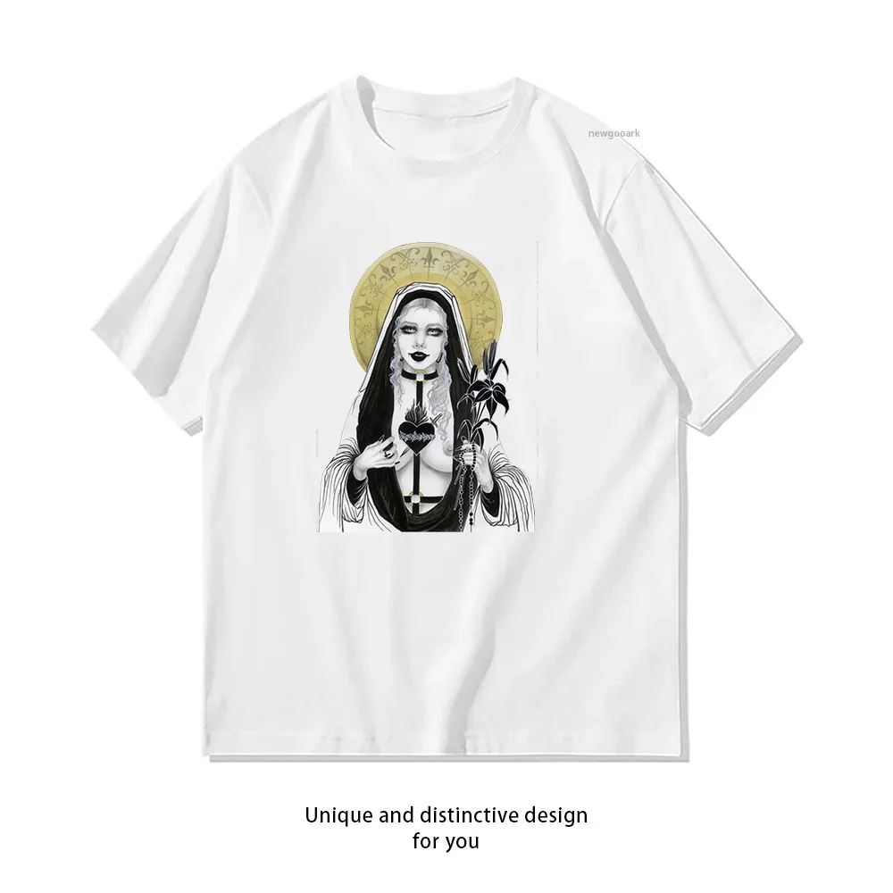 Unholy Virgin Mary dark goddess T-Shirt woman man Casual cotton graphic t shirts Adult streetwear camisetas tops tee