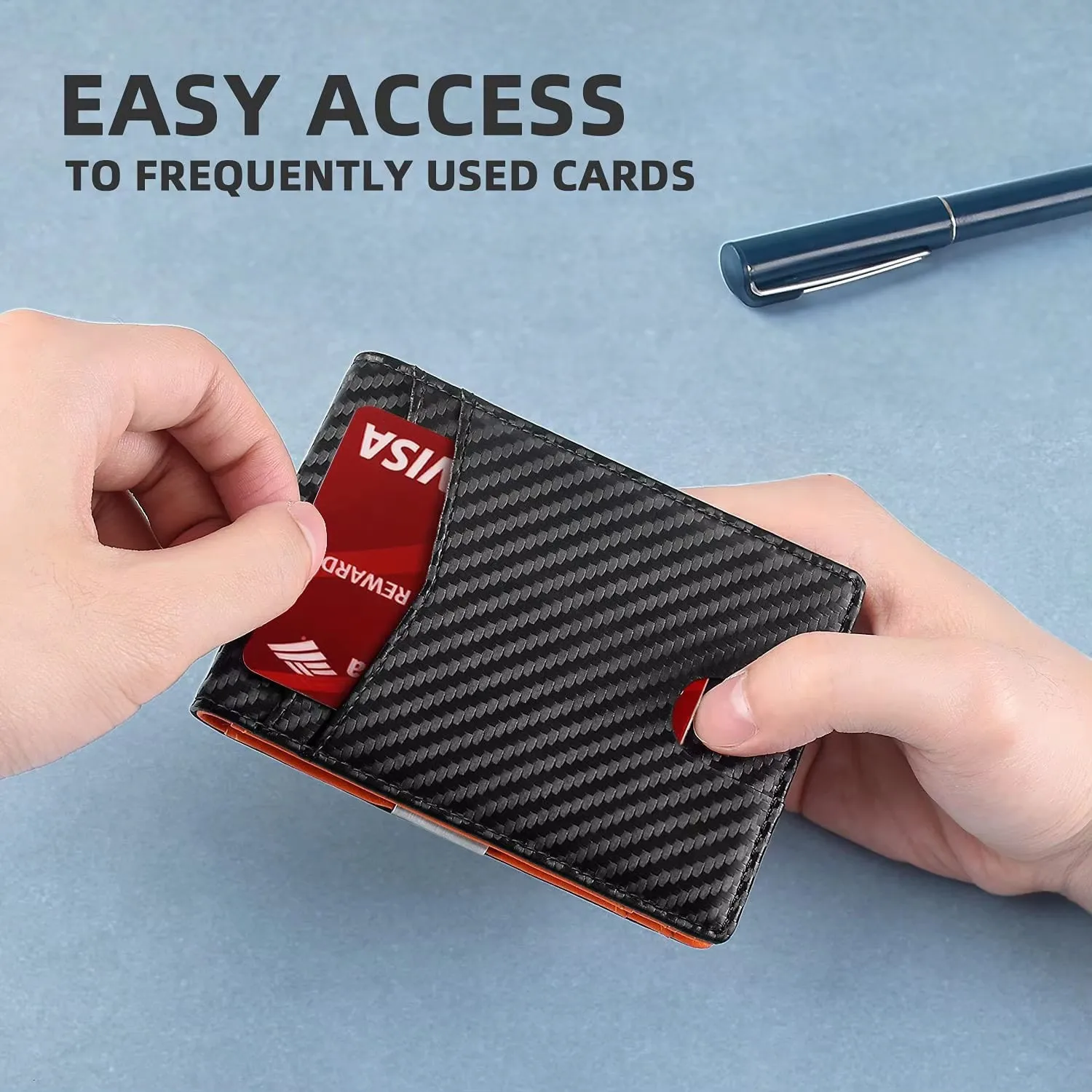 1Pc New Hot Selling Carbon Fiber Card Holder Wallets Men Business Small Slim Money Bag Leather Purse for Men Male Money Clip