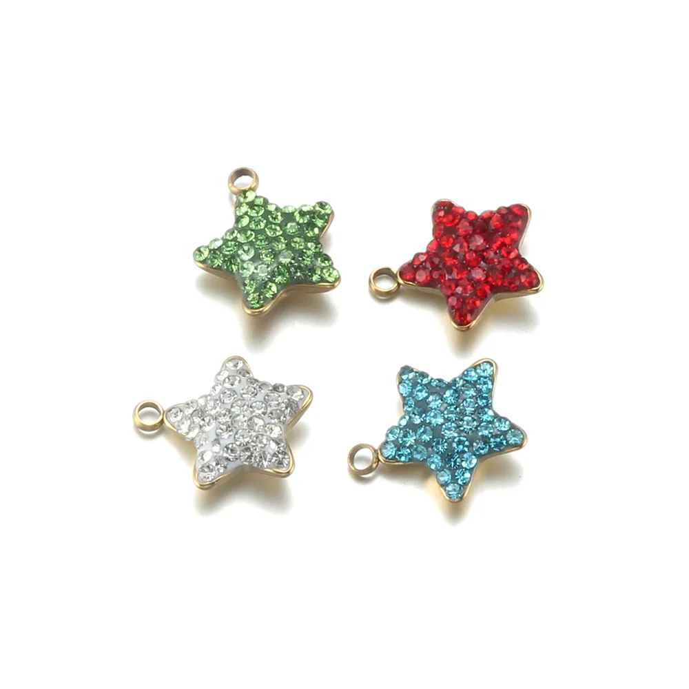 

2pcs Stainless Steel Rhinestone Pentagram Charms Pendants for Earrings Necklace Bracelet DIY Jewelry Making Supplies Accessories