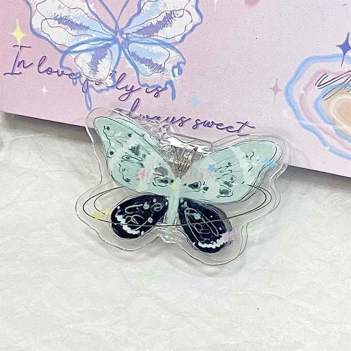 Clip acrilica a farfalla da 5 pezzi, clip a coda di rondine per carta per test del cuore della ragazza, clip per foto, clip angolare bifacciale