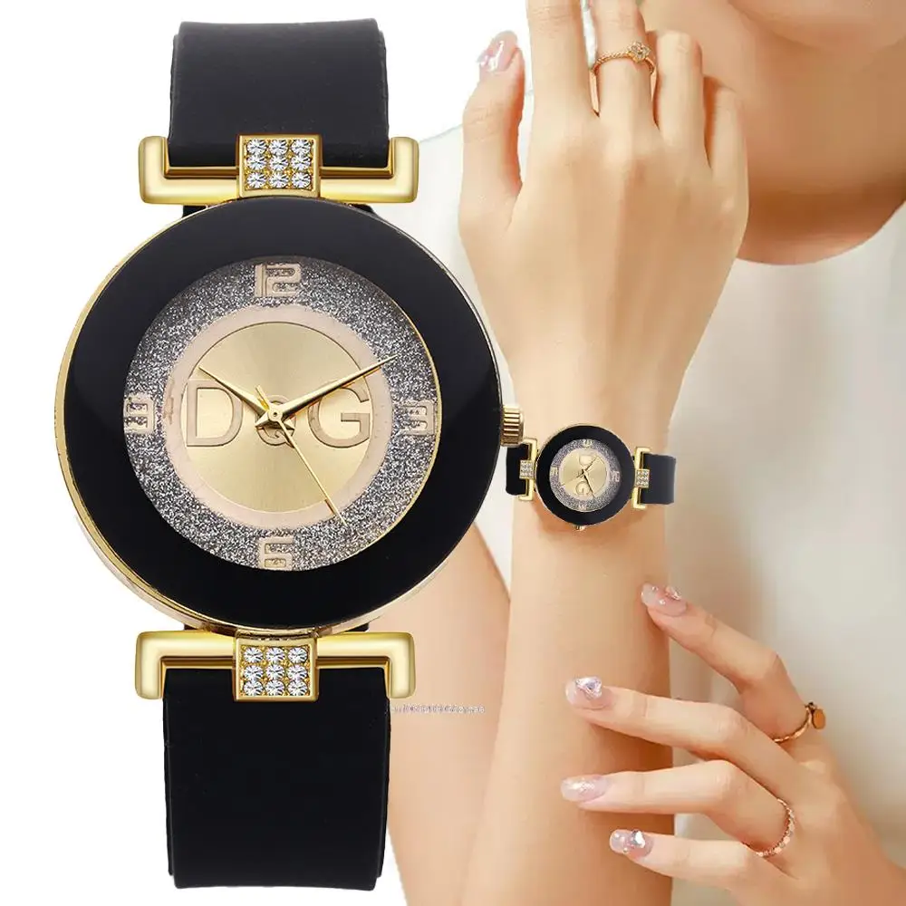 Fashion 2022 Luxury Simple Brands Large Dial Design Women Quartz Watches Casual Black Silicone Strap Ladies Watch Clock