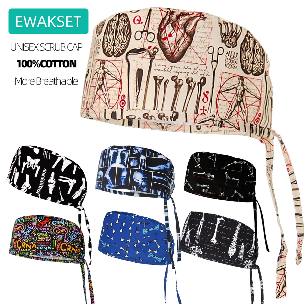 Gorro Quirúrgico Unisex de Algodón con Banda Absorbente de Sudor, Ajustable, para Mujeres y Hombres, Doctores, Enfermeras, Clínicas, Hospitales, Ortopedia