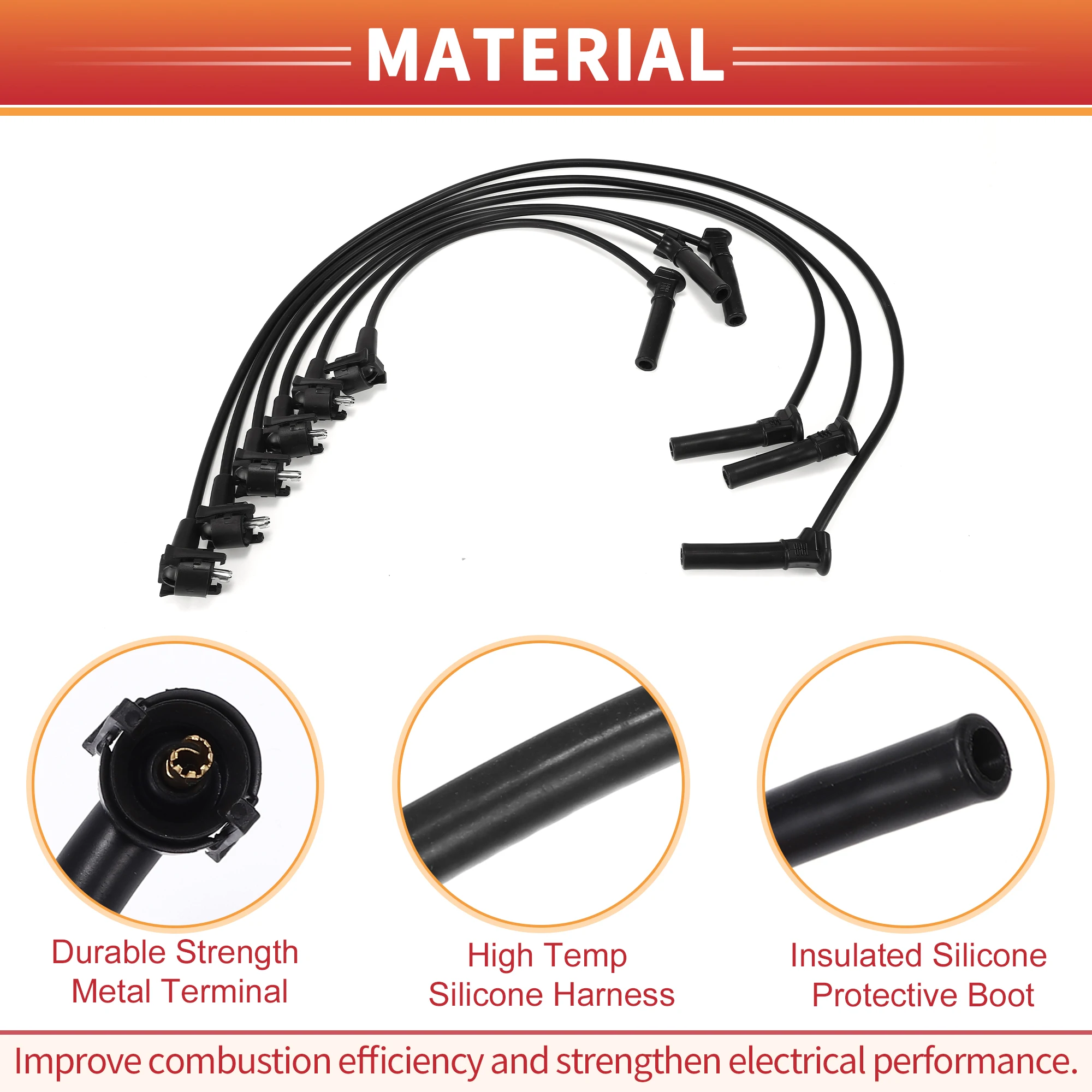 UXCELL 6 Pcs Car Spark Plug Coil Wires Ignition Coil Harness Cable Fit for Ford Explorer V6 4.0L 1997-2001
