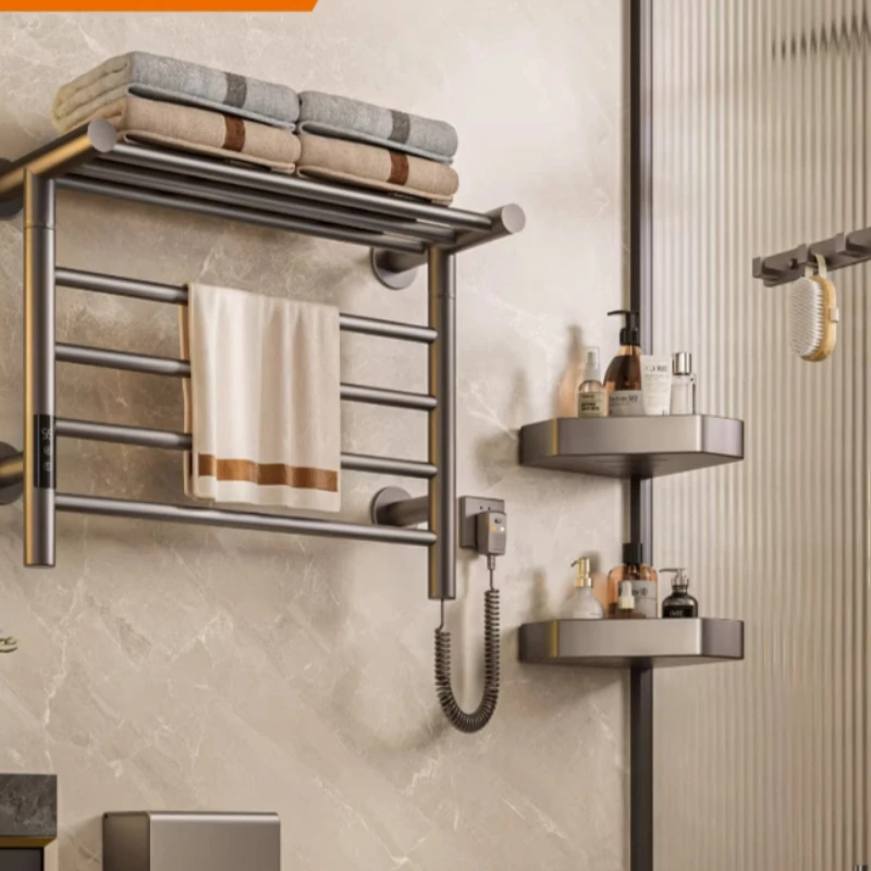 

Toilet Household No Punching Bathroom Heating Drying Towel Rack Bathroom Shelf