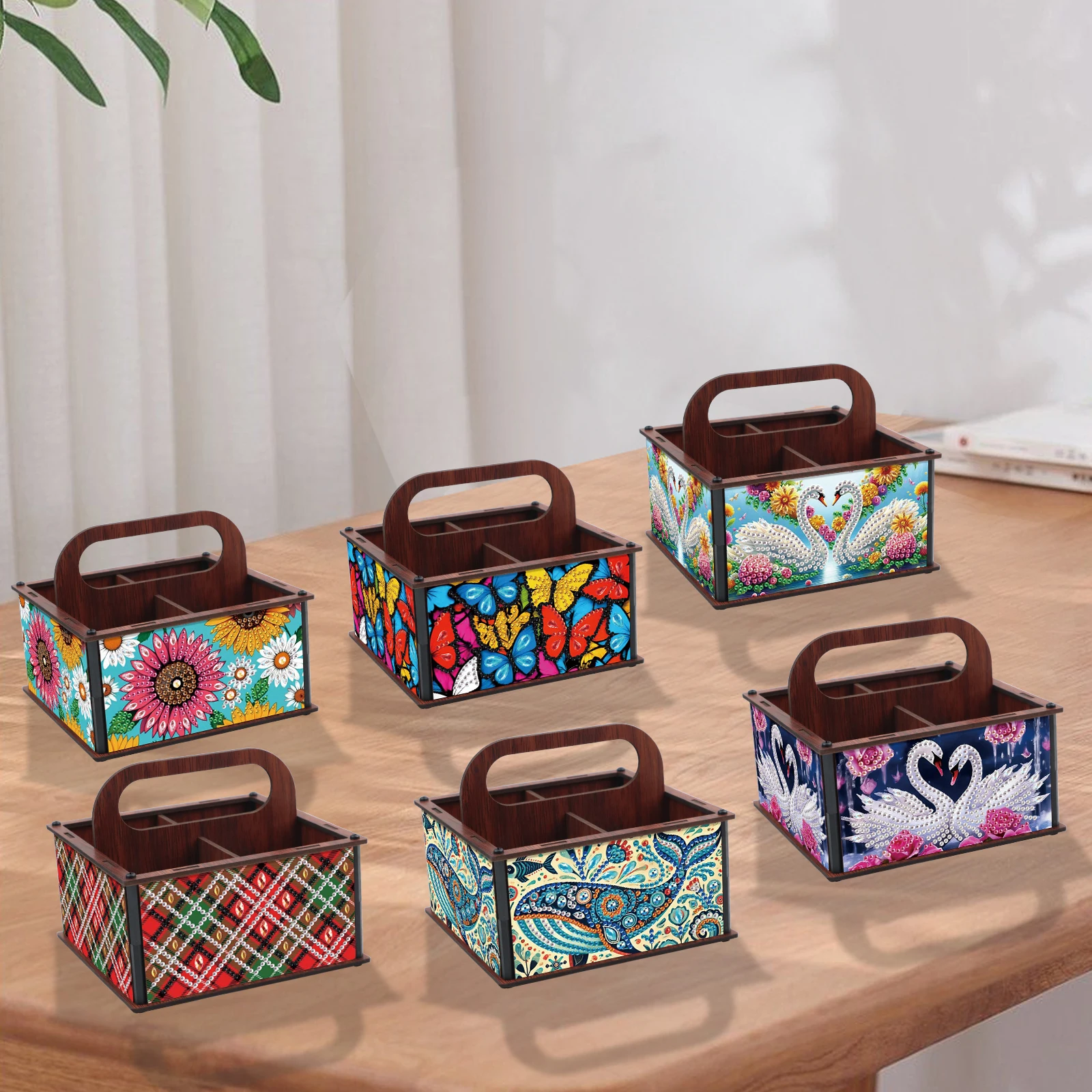 

Diamond Painting Handheld Storage Box Kits,Animals Special Shape Diamond Art Wooden Portable Handheld Storage Box Handmade Gift