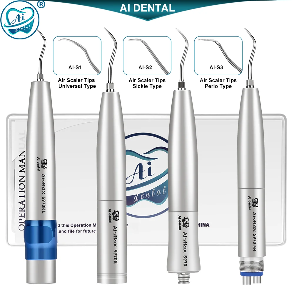 Dental Air Scaler Handpiece LED AI-S970KL /S970K/S970/S970-B2/M4 AI-S1 Universal Type/AI-S2 Sickle Type/AI-S3 Perio Type Tips