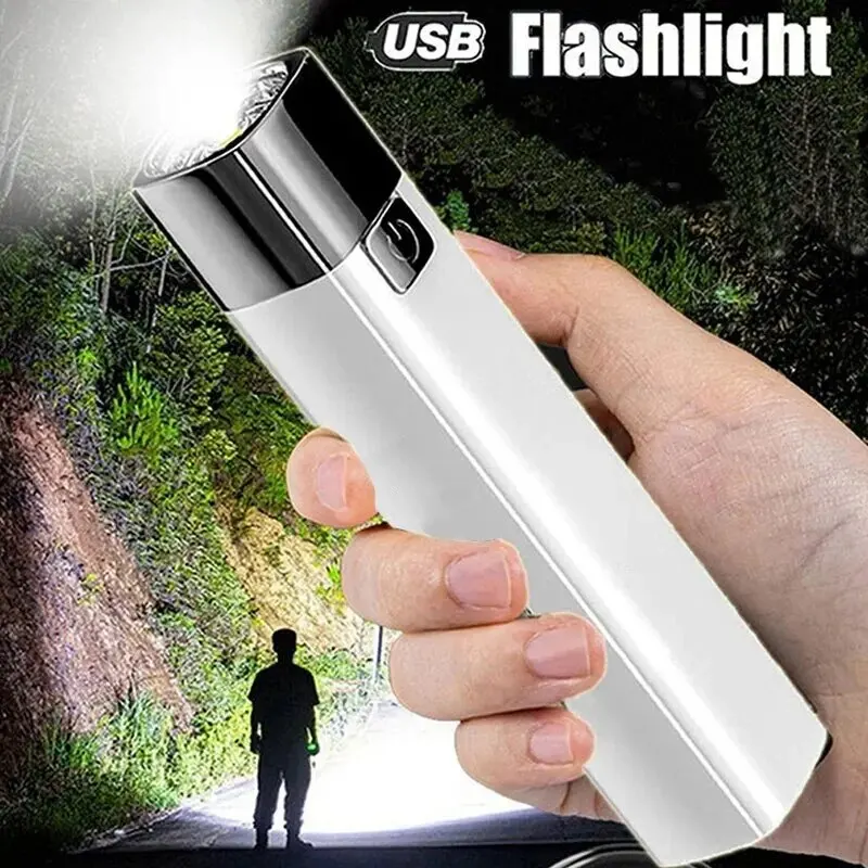 Mini Portable Super Bright LED Flashlight Household Long Range Outdoor Waterproof Lighting Strong Light Small White Flash Light