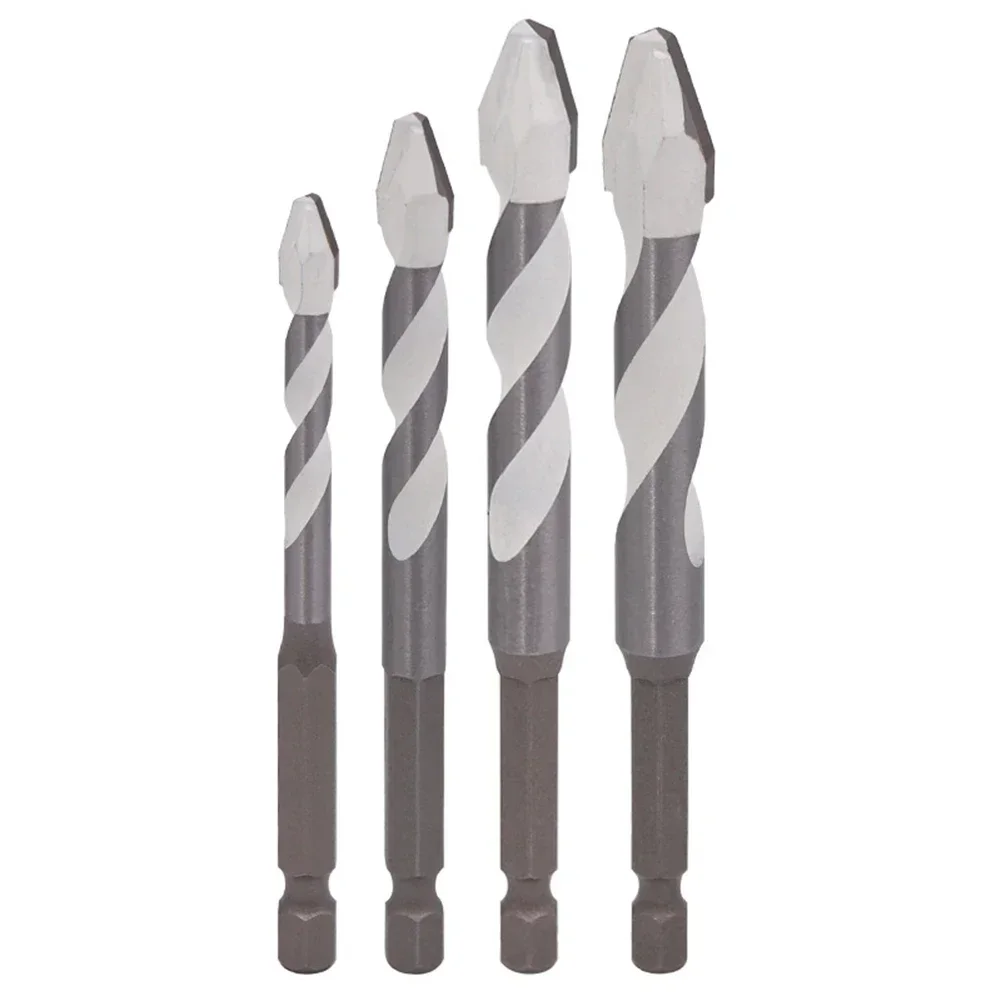 4pcs Eccentric Drill Bit Set for Glass Tile and Rock Slab 6mm to 12mm with 90mm Length 35mm Handle for Precise Drilling