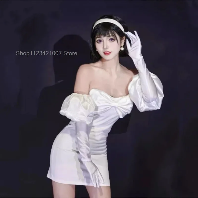 Anime Alien Stage Sua Cosplay Costume Women Cute White Dress Headwear Fancy Party Clothing Halloween Carnival Uniforms