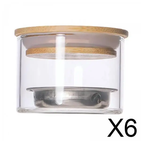 

6x Nail Washing Cup Holder with Wood Lid Glassware Tool Nail Supplies Container