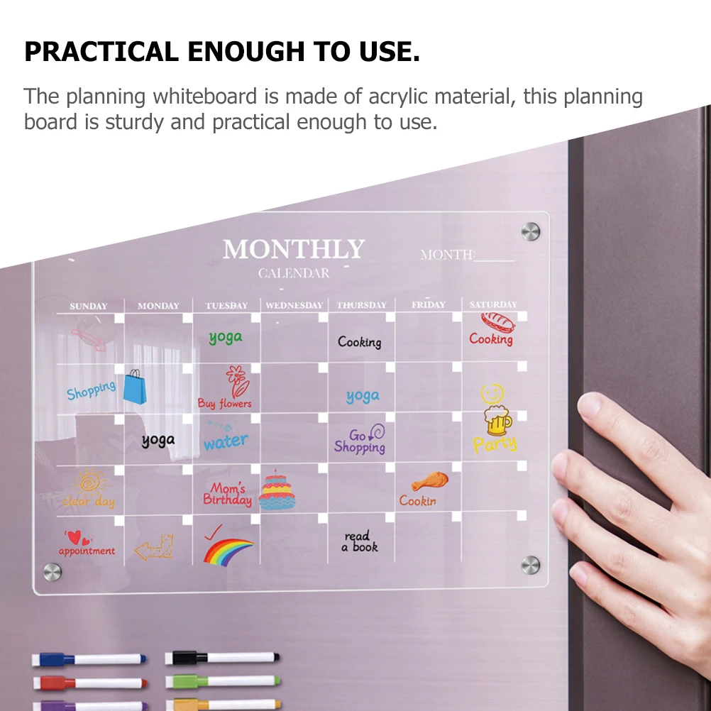 Doorzichtig bord Magneet Weekplanbord Koelkastkalender Prikbord Maandelijkse weekkalender Herbruikbaar magnetisch droog uitwisbaar bord