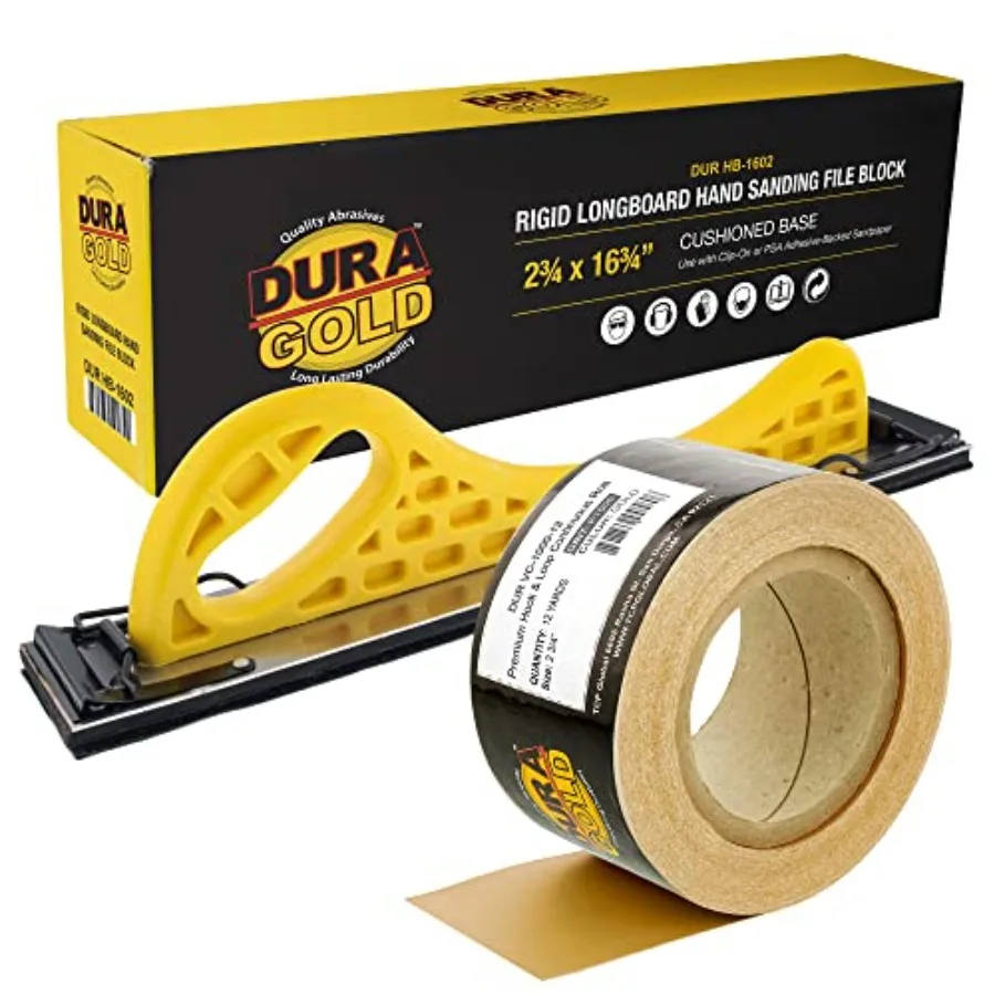 

Блок для ручной шлифовки Dura-Gold Pro Series Longboard - с креплением на липучке, адаптером PSA и наждачной бумагой 1000 грит