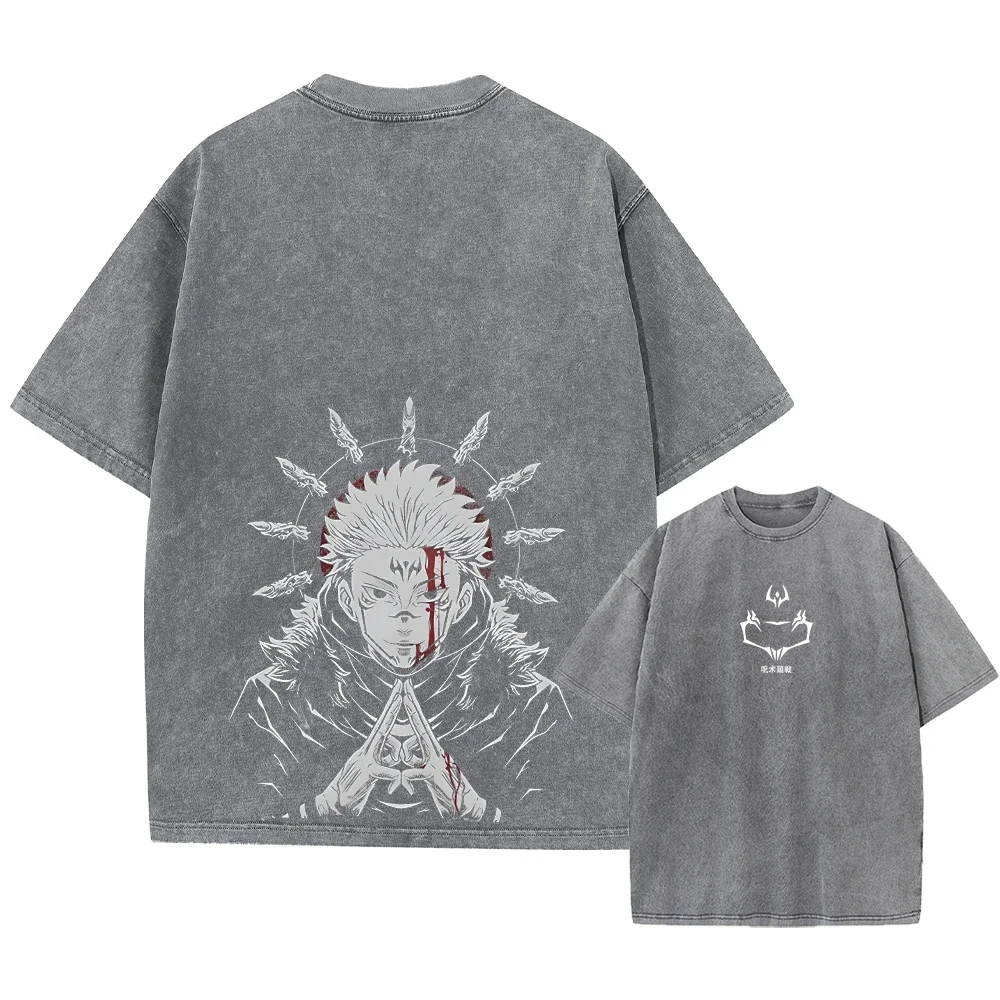 Jujutsu kaisen تي شيرت بأكمام قصيرة للرجال ، ملابس شارع هيب هوب ، قماش قطني فضفاض ، كلاسيكي ، ذهبي ، صيفي ، جديد ،