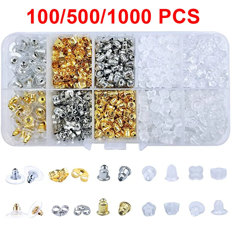 100/500/1000pcs Rubber Earring Back Stoppers For Earrings DIY Jewelry Making Earring Findings Accessories Bullet Tube Ear Plugs