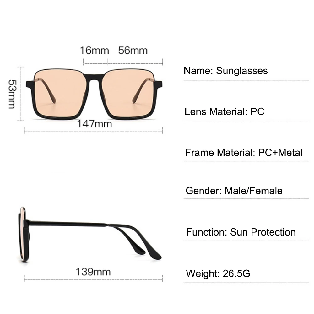 

Sport Polarized Sunglasses Men Rectangle Driving Outdoor Sun Glasses UV 400 Goggles Brown Lens Night Vision Eyewear