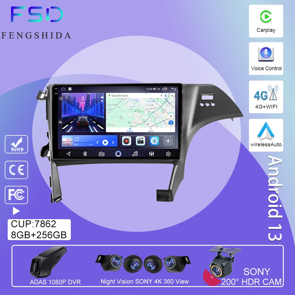 RHD Car Radio Android 13 For Toyota Prius 3 XW30 2009 - 2015 GPS Navigation Carplay Android Auto Stereo 4G Video Wifi BT No 2din