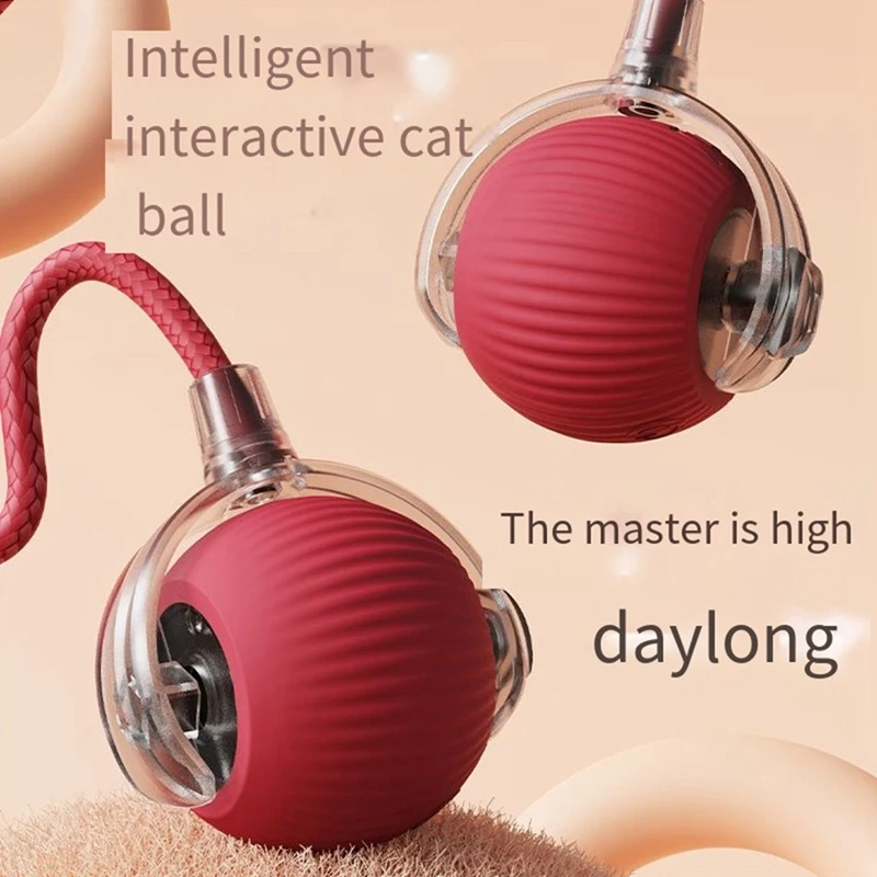 AT02-Smart Cat Toy Automatic Rolling Ball Fake Tail Rechargeable Electric Pet Interactive Toy Dog Cat Training