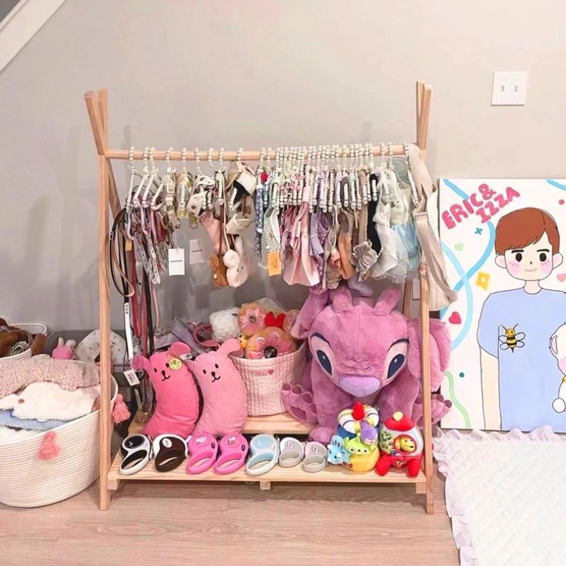 Baby Clothing Rack - ‌ Masif Ahşap Palto Askılığı Sistemi,