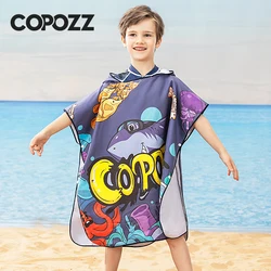 COPOZZ Poncho fasciatoio per bambini Mantello da spiaggia morbido per adolescenti Mantello con cappuccio Asciugamano da bagno Accappatoio da nuoto in microfibra ad asciugatura rapida