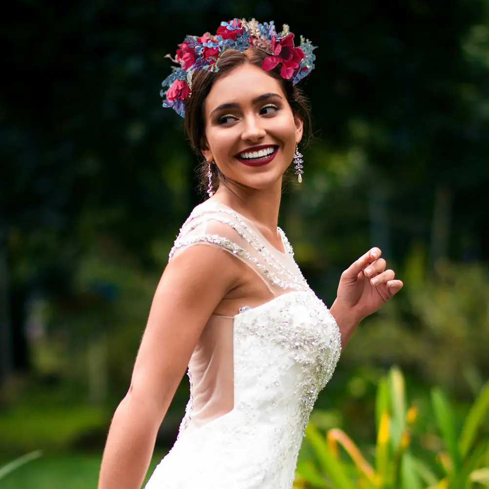 

Элегантная свадебная повязка на голову с цветами, имитация цветочных венков, не вызывающая раздражения, комфортная, для невесты и девочек