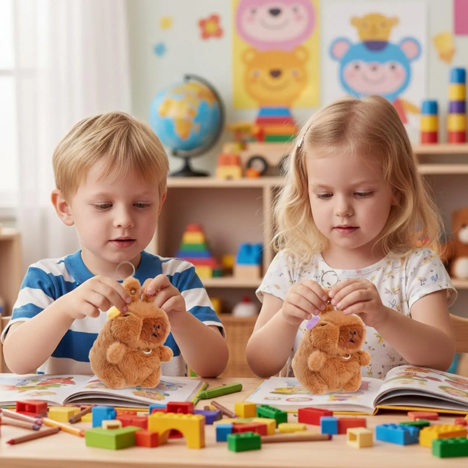 Ciondolo per borsa in peluche di capibara con ciondolo portachiavi per zaino imbottito in corda per adulti, ragazzi e ragazze, borsa per bagagli