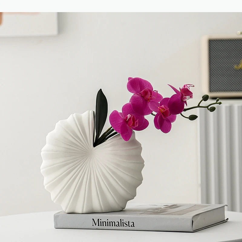 Ceramic Vase Shape Semicircle Nautilus Snail Ceramic Handicraft Ornaments Flower Arrangement Home Decoration Accessories