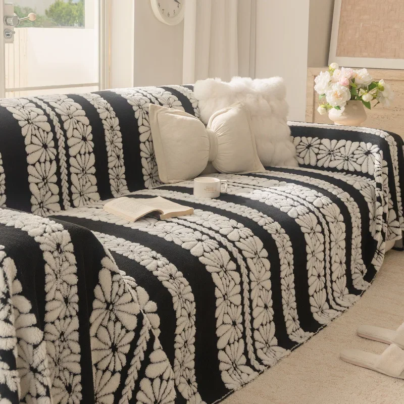 Sofa Cover Thickened Autumn and Winter Solid Color Non-slip Wear-resistant Warm and Dustproof Seat Cushion Home Textile
